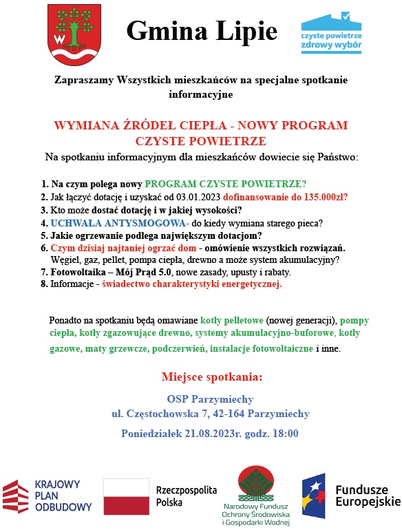 WYMIANA ŹRÓDEŁ CIEPŁA - NOWY PROGRAM CZYSTE POWIETRZE | UG Lipie